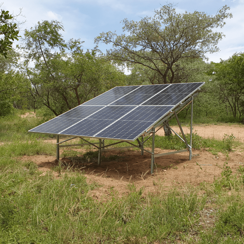 Solar panel set up in bushveld
